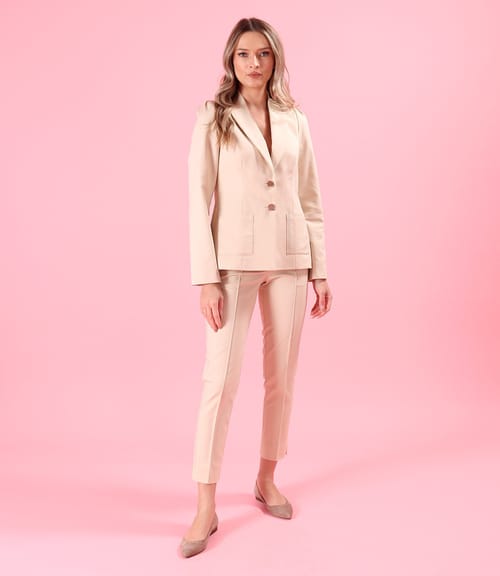 Pantaloni din bumbac elastic cu banda elastica decorativa