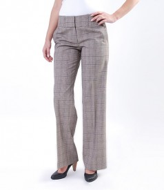 Pantaloni eleganti  cu carouri maro