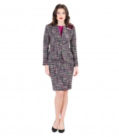 Costum office dama din bucle multicolor cu lana