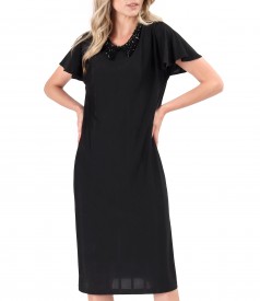 Rochie de cocktail lejera din viscoza cu fir metalic