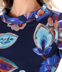 Rochie midi eleganta din voal imprimat cu motive florale
