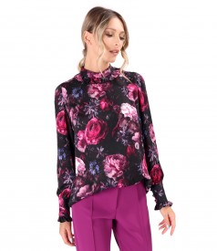 Bluza eleganta din viscoza imprimata digital cu motive florale