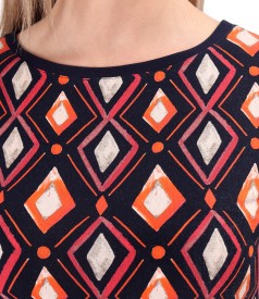 Bluza din jerse elastic imprimat cu motive geometrice