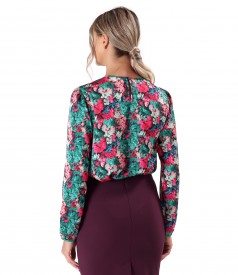 Bluza lejera din satin imprimat cu motive florale