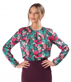 Bluza lejera din satin imprimat cu motive florale