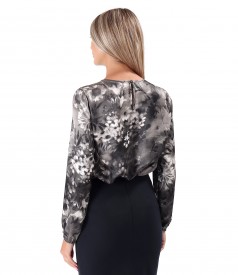 Bluza eleganta din satin de viscoza imprimat cu motive florale