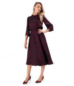 Rochie midi din jacquard satinat de viscoza imprimata cu motive geometrice