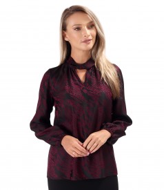 Bluza eleganta din jacquard satinat de viscoza imprimata cu motive geometrice