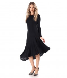 Rochie midi cu volan asimetric din viscoza