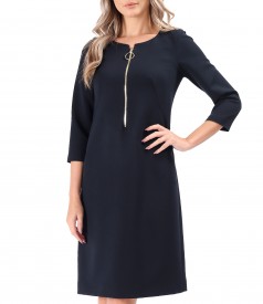 Rochie eleganta din stofa elastica cu fermoar auriu