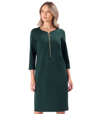 Rochie eleganta din stofa elastica cu fermoar auriu