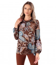 Bluza din matase naturala imprimata digital cu motive paisley