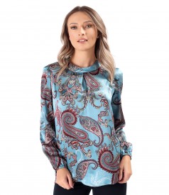 Bluza din matase naturala imprimata digital cu motive paisley