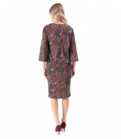 Rochie eleganta din jerse elastic gros imprimat cu motive paisley