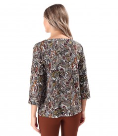 Bluza din jerse elastic gros imprimat cu motive paisley