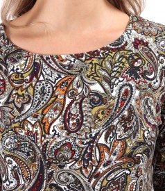 Bluza din jerse elastic gros imprimat cu motive paisley