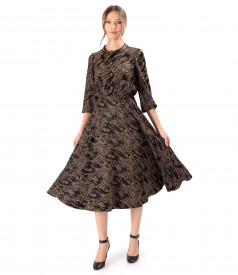 Rochie midi din jacquard satinat de viscoza imprimata cu motive geometrice