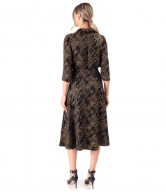 Rochie midi din jacquard satinat de viscoza imprimata cu motive geometrice