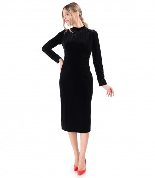 Rochie midi din catifea elastica neagra