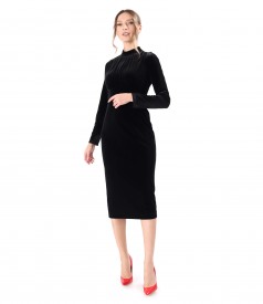 Rochie midi din catifea elastica neagra