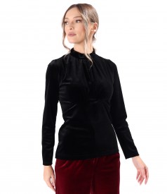 Bluza din catifea elastica neagra