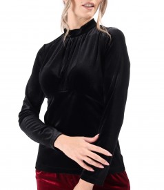 Bluza din catifea elastica neagra