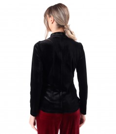 Bluza din catifea elastica neagra