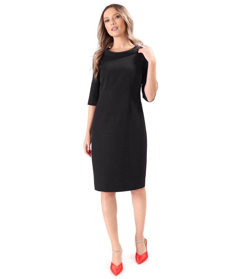 Rochie eleganta dn stofa cu aplicatii stralucitoare