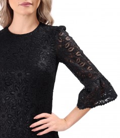 Rochie de ocazie din dantela plina de bumbac cu aspect lucios