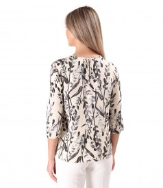 Bluza eleganta din viscoza cu motive florale si fir de effect