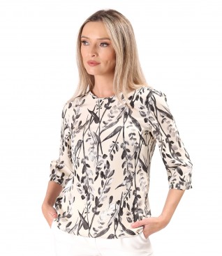 Bluza eleganta din viscoza cu motive florale si fir de effect