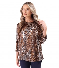 Bluza eleganta din matase naturala cu animal print