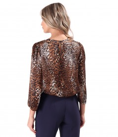 Bluza eleganta din matase naturala cu animal print