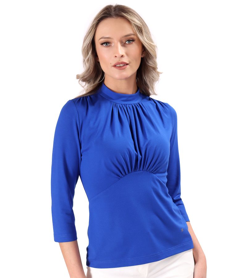 Bluza eleganta din jerse incretita la decolteu